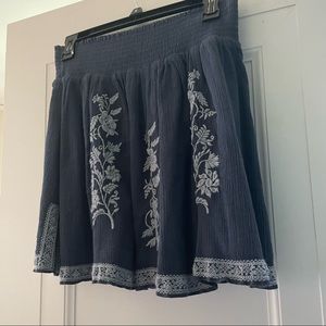 J crew embroidered mini skirt with smocked waistband
